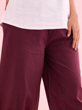 Load image into Gallery viewer, Go Colors Dark Wine Cotton Cambric Lace Salwar
