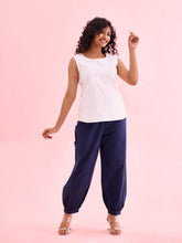 Load image into Gallery viewer, Go Colors Light Navy Cotton Cambric Lace Salwar
