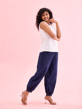 Load image into Gallery viewer, Go Colors Light Navy Cotton Cambric Lace Salwar
