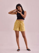 Load image into Gallery viewer, Go Colors Bright Yellow Linen Viscose Blend Shorts
