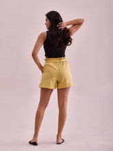 Load image into Gallery viewer, Go Colors Bright Yellow Linen Viscose Blend Shorts
