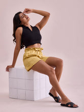 Load image into Gallery viewer, Go Colors Bright Yellow Linen Viscose Blend Shorts
