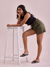 Load image into Gallery viewer, Go Colors Olive Green Linen Viscose Blend Shorts
