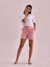 Load image into Gallery viewer, Go Colors Baby Pink Cotton Stretch Casual Shorts
