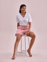 Load image into Gallery viewer, Go Colors Baby Pink Cotton Stretch Casual Shorts
