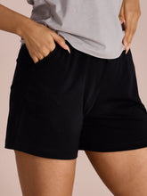 Load image into Gallery viewer, Go Colors Black Cotton Stretch Casual Shorts
