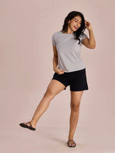 Load image into Gallery viewer, Go Colors Black Cotton Stretch Casual Shorts
