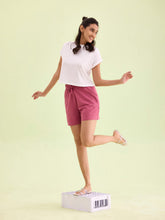 Load image into Gallery viewer, Go Colors Light Wine Cotton Stretch Casual Shorts
