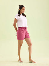 Load image into Gallery viewer, Go Colors Light Wine Cotton Stretch Casual Shorts
