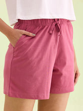 Load image into Gallery viewer, Go Colors Light Wine Cotton Stretch Casual Shorts

