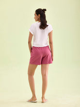 Load image into Gallery viewer, Go Colors Light Wine Cotton Stretch Casual Shorts
