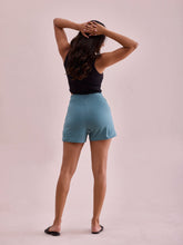 Load image into Gallery viewer, Go Colors Ocean Green Cotton Stretch Casual Shorts
