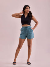 Load image into Gallery viewer, Go Colors Ocean Green Cotton Stretch Casual Shorts
