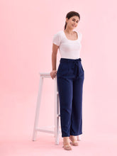 Load image into Gallery viewer, Go Colors Navy Viscose Poly Stretch Smart Fit Pant
