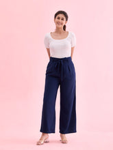 Load image into Gallery viewer, Go Colors Navy Viscose Poly Stretch Smart Fit Pant
