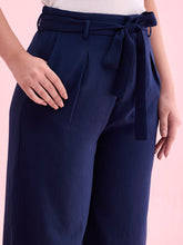Load image into Gallery viewer, Go Colors Navy Viscose Poly Stretch Smart Fit Pant

