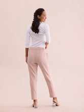 Load image into Gallery viewer, Go Colors Baby Pink Crepe Tapered Trouser
