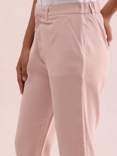 Load image into Gallery viewer, Go Colors Baby Pink Crepe Tapered Trouser
