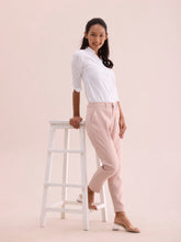 Load image into Gallery viewer, Go Colors Baby Pink Crepe Tapered Trouser

