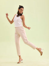 Load image into Gallery viewer, Go Colors Beige Crepe Tapered Trouser
