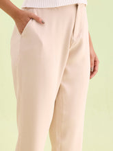 Load image into Gallery viewer, Go Colors Beige Crepe Tapered Trouser
