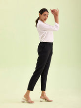 Load image into Gallery viewer, Go Colors Black Crepe Tapered Trouser
