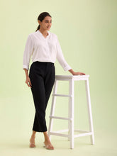 Load image into Gallery viewer, Go Colors Black Crepe Tapered Trouser
