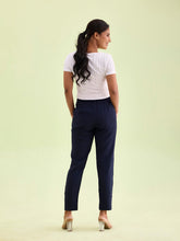 Load image into Gallery viewer, Go Colors Navy Crepe Tapered Trouser
