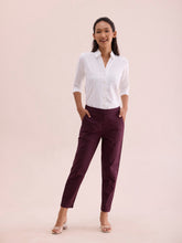 Load image into Gallery viewer, Go Colors Dark Wine Woven Cotton Stretch Chino Pants
