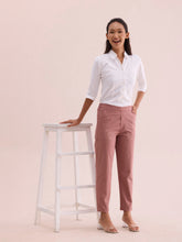 Load image into Gallery viewer, Go Colors Dusty Pink Woven Cotton Stretch Chino Pants
