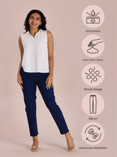 Load image into Gallery viewer, Go Colors Navy Woven Cotton Stretch Chino Pants
