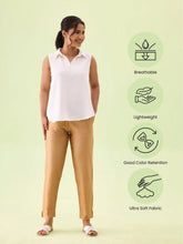 Load image into Gallery viewer, Go Colors Antique Gold Poly Modal Metallic Pants
