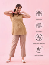 Load image into Gallery viewer, Go Colors Beige Poly Modal Metallic Pants

