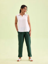Load image into Gallery viewer, Go Colors Bottle Green Poly Modal Metallic Pants
