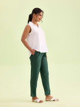 Load image into Gallery viewer, Go Colors Bottle Green Poly Modal Metallic Pants
