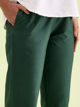 Load image into Gallery viewer, Go Colors Bottle Green Poly Modal Metallic Pants
