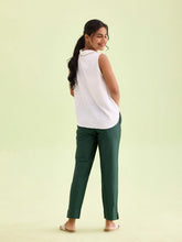 Load image into Gallery viewer, Go Colors Bottle Green Poly Modal Metallic Pants
