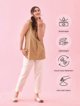 Load image into Gallery viewer, Go Colors Cream Poly Modal Metallic Pants
