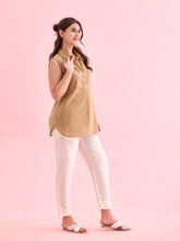 Load image into Gallery viewer, Go Colors Cream Poly Modal Metallic Pants
