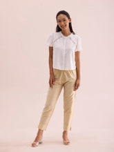 Load image into Gallery viewer, Go Colors Dark Cream Poly Modal Metallic Pants
