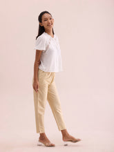 Load image into Gallery viewer, Go Colors Dark Cream Poly Modal Metallic Pants
