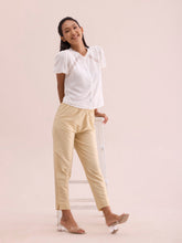 Load image into Gallery viewer, Go Colors Dark Cream Poly Modal Metallic Pants

