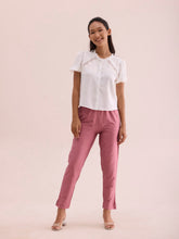 Load image into Gallery viewer, Go Colors Dusty Rose Poly Modal Metallic Pants
