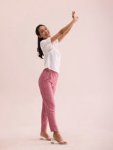 Load image into Gallery viewer, Go Colors Dusty Rose Poly Modal Metallic Pants
