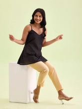 Load image into Gallery viewer, Go Colors Light Gold Poly Modal Metallic Pants
