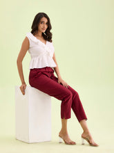 Load image into Gallery viewer, Go Colors Maroon Poly Modal Metallic Pants
