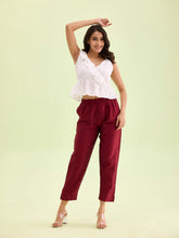 Load image into Gallery viewer, Go Colors Maroon Poly Modal Metallic Pants

