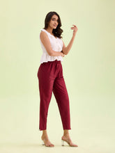 Load image into Gallery viewer, Go Colors Maroon Poly Modal Metallic Pants
