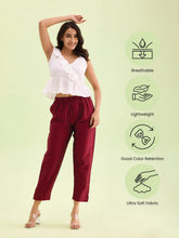 Load image into Gallery viewer, Go Colors Maroon Poly Modal Metallic Pants

