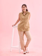 Load image into Gallery viewer, Go Colors Medium Gold Poly Modal Metallic Pants
